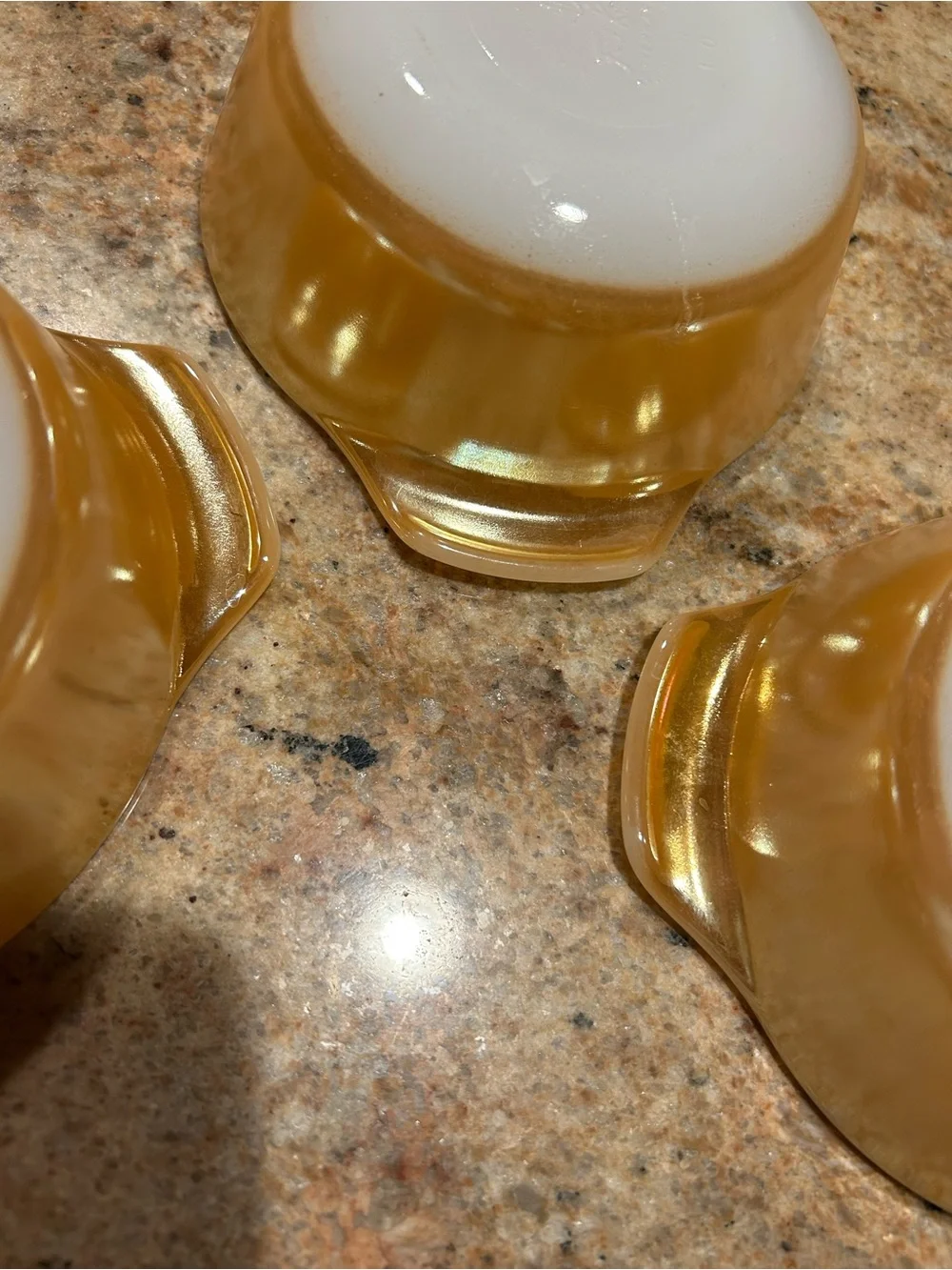 Anchor Hocking Fire King #472 Peach iridescent Lusterware 12oz Bake Set of (3)